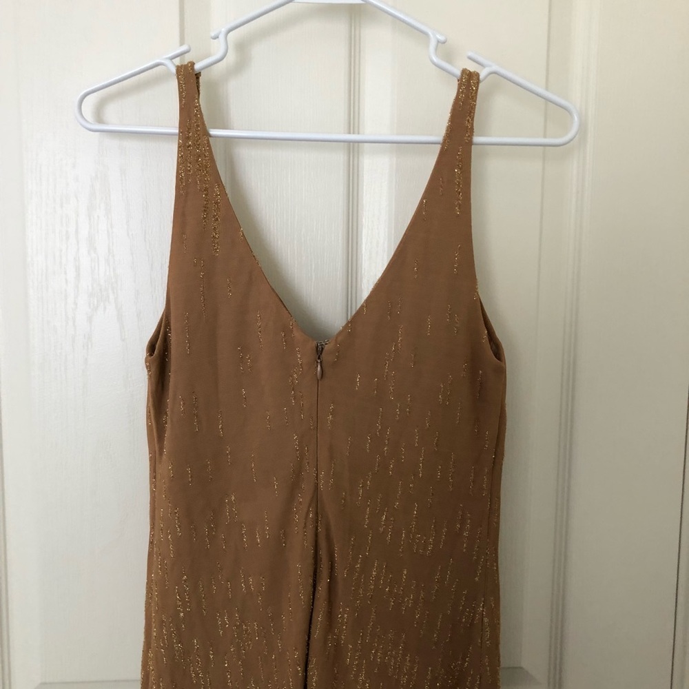Fitted prom tan/gold dress full length - Picture 5 of 7